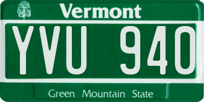VT license plate YVU940