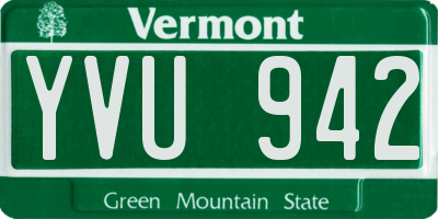 VT license plate YVU942