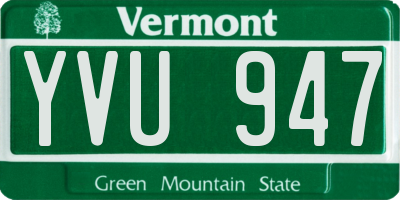 VT license plate YVU947