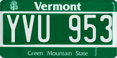 VT license plate YVU953
