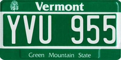 VT license plate YVU955