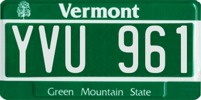 VT license plate YVU961