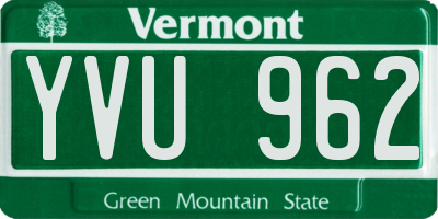 VT license plate YVU962