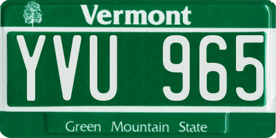 VT license plate YVU965