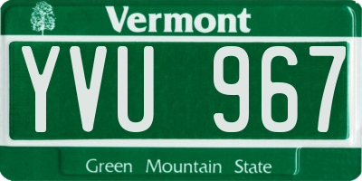 VT license plate YVU967