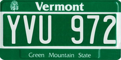 VT license plate YVU972