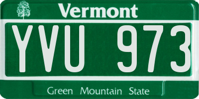 VT license plate YVU973