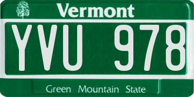 VT license plate YVU978