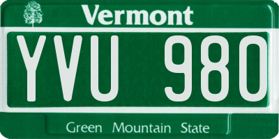 VT license plate YVU980