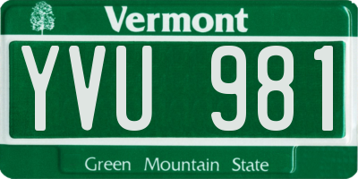 VT license plate YVU981