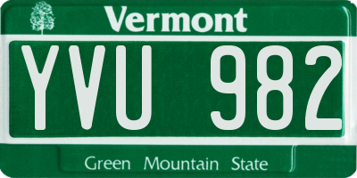 VT license plate YVU982