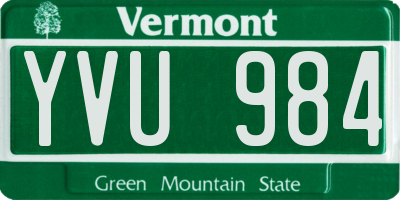 VT license plate YVU984
