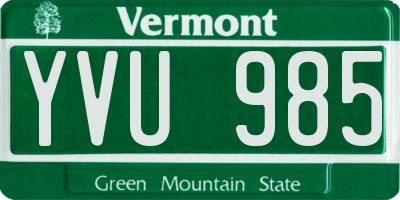VT license plate YVU985