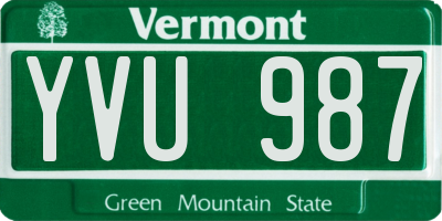 VT license plate YVU987