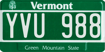 VT license plate YVU988
