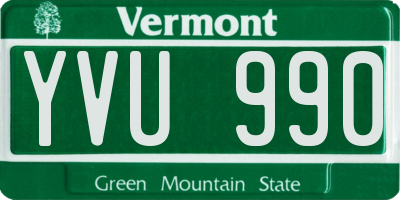 VT license plate YVU990