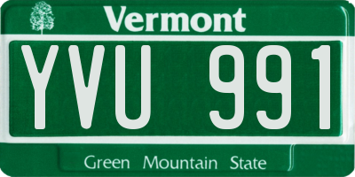 VT license plate YVU991
