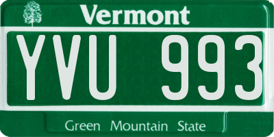 VT license plate YVU993