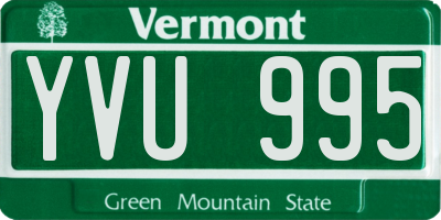 VT license plate YVU995