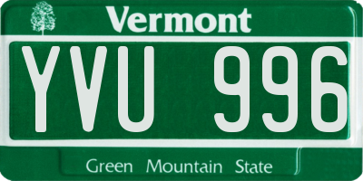 VT license plate YVU996