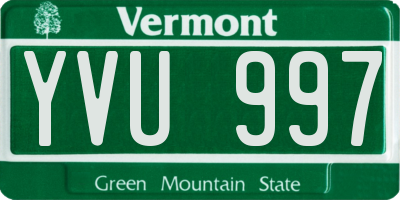 VT license plate YVU997