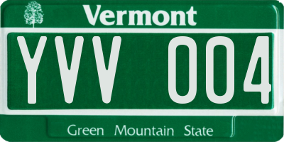 VT license plate YVV004