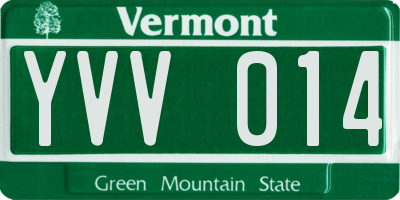 VT license plate YVV014