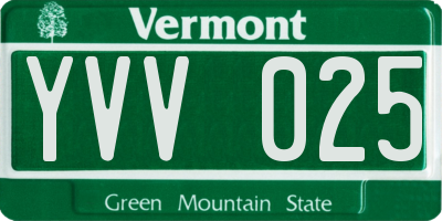 VT license plate YVV025