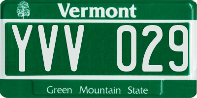 VT license plate YVV029