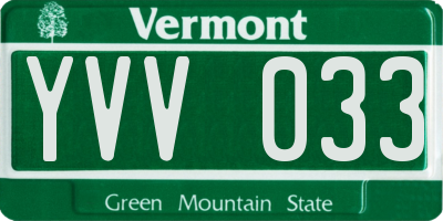 VT license plate YVV033