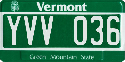 VT license plate YVV036