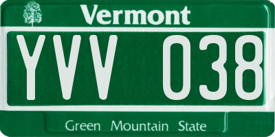 VT license plate YVV038