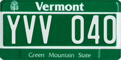 VT license plate YVV040