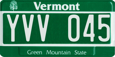 VT license plate YVV045