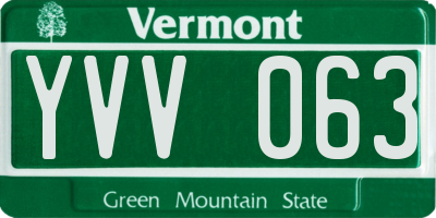 VT license plate YVV063