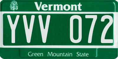 VT license plate YVV072