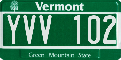 VT license plate YVV102