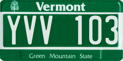 VT license plate YVV103