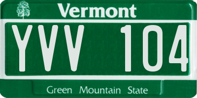 VT license plate YVV104