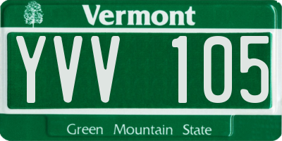 VT license plate YVV105
