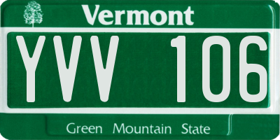 VT license plate YVV106