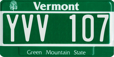 VT license plate YVV107