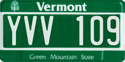 VT license plate YVV109