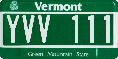 VT license plate YVV111
