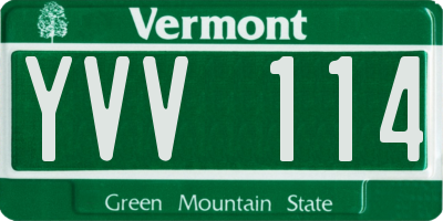 VT license plate YVV114