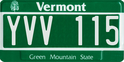 VT license plate YVV115