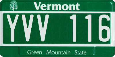 VT license plate YVV116