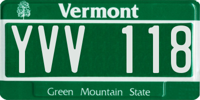 VT license plate YVV118