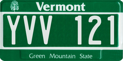 VT license plate YVV121