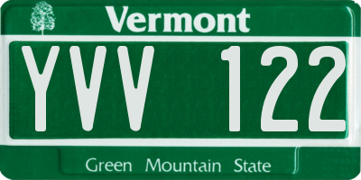 VT license plate YVV122
